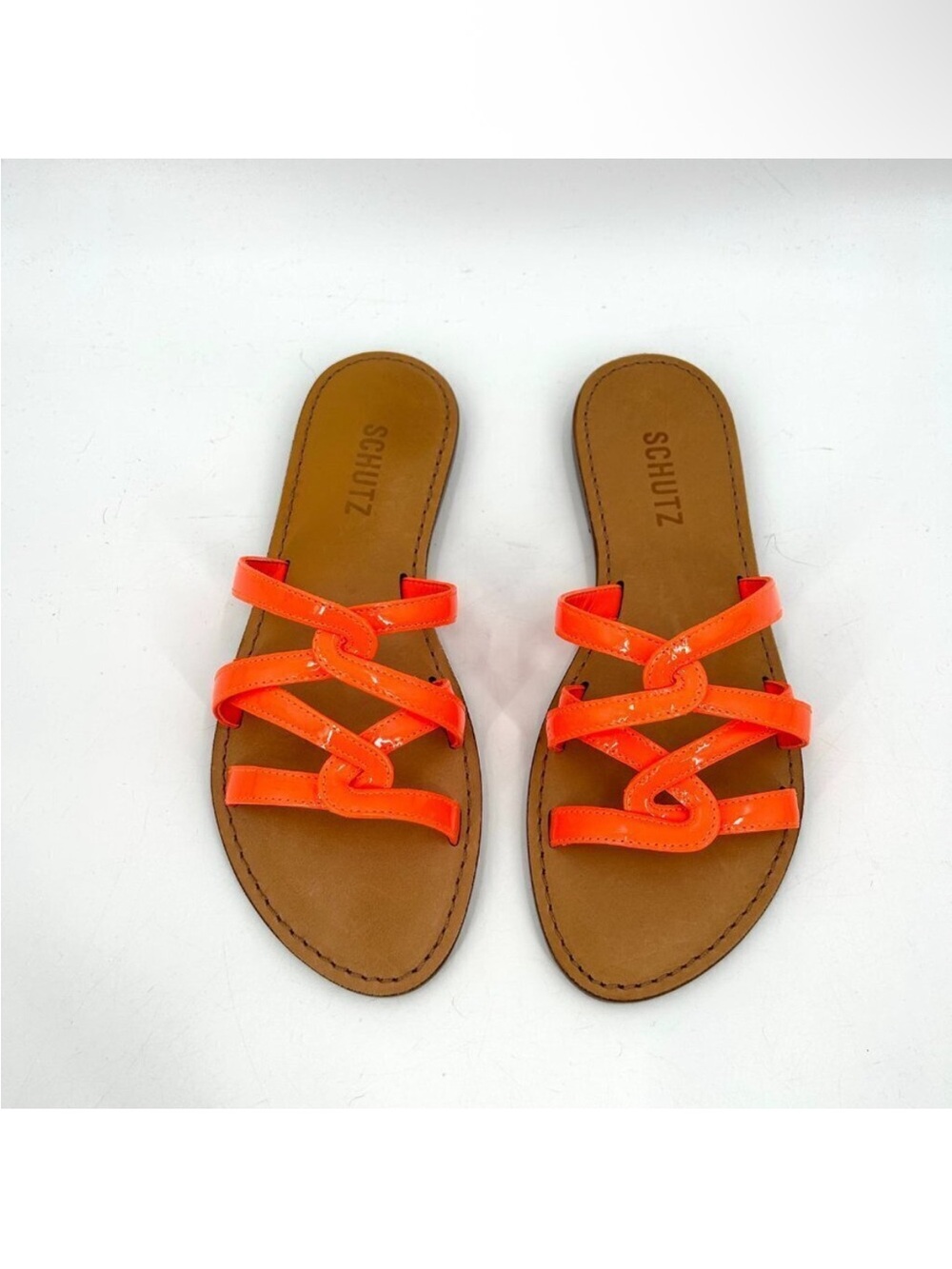 SCHUTZ Neon Orange Patent Slide Sandal - Picture 5 of 5